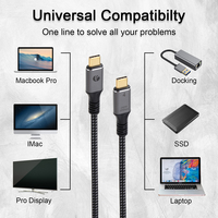 Kabel Data USB4 VCOM Tipe C ke C 40Gbps 5K Video PD 240W Pengisian Cepat USB4.0 Thunderbolt 3 4 Panjang 1.2 Meter