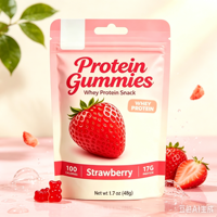Gummies protéinés au goût fraise pour adultes, marque privée, 17g de protéines de haute qualité par portion, soutien à la récupération musculaire et à l'énergie