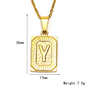 Source de commerce électronique transfrontalier Europe et États-Unis ins simple 26 lettres anglaises pendentif rectangulaire en acier au titane 18K - Product Image 1