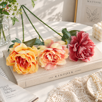 Bunga Peony Buatan Batang Tunggal Berdaun untuk Dekorasi Pernikahan, Rumah, Hotel, dan Acara