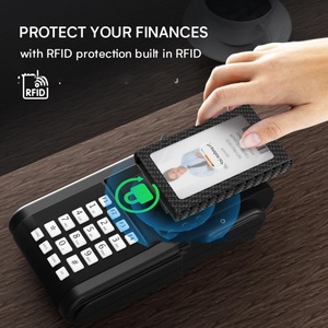 Portefeuille automatique Boshiho en aluminium et cuir véritable avec pochette arrière élastique, porte-cartes de visite, style tendance - Product Image 2