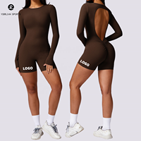 Combinaison amincissante une pièce en tissu nu à manches longues, élastique, yoga, danse, entraînement, fitness, combinaison