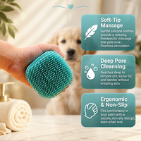 Brosse de bain portable pour chien avec distributeur de savon, masseur en silicone souple, récipient à shampoing, brosse de toilettage pour animaux à poils courts ou longs