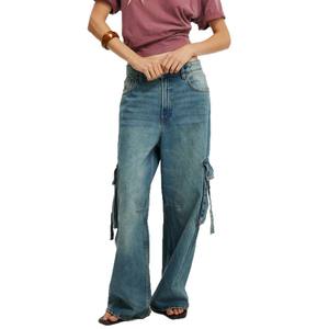 <span class=keywords><strong>Ropa</strong></span> <span class=keywords><strong>al</strong></span> <span class=keywords><strong>por</strong></span> <span class=keywords><strong>Mayor</strong></span>, Pantalones Cargo <span class=keywords><strong>de</strong></span> Pierna Ancha con Cintura Media para Mujer, Pantalones Casuales con Múltiples Bolsillos, <span class=keywords><strong>Compra</strong></span> <span class=keywords><strong>al</strong></span> <span class=keywords><strong>por</strong></span> <span class=keywords><strong>Mayor</strong></span> para Revender - Product Image 4