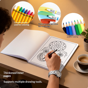 Livre de <span class=keywords><strong>coloriage</strong></span> et de dessin pour adultes de 24 pages pour soulager le stress et la relaxation avec des motifs de mandala, modèle en papier de qualité supérieure - Product Image 3