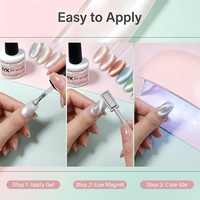 Vernis Gel UV Magnétique Transparent Effet Œil de Chat Pastel Frais, Style Français, DIY, Non Toxique, Écologique, Végétalien, Longue Durée, Flacon – Idéal pour l'Été