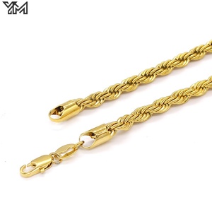 YM 도매 2mm~6mm 청키 골드 로프 체인 18K 금도금 스테이트먼트 힙합 케이블 목걸이 (남녀공용) - Product Image 3
