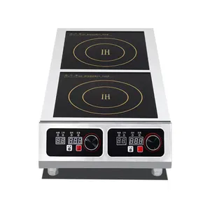 Cocina WOK de inducción de olla caliente comercial plana de doble quemador de 3000W para mesa impermeable para cocina y hotel