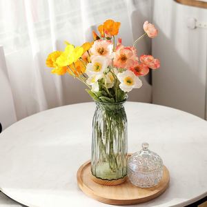 Bouquet de 3 têtes d'anémones artificielles floquées de haute qualité pour la décoration intérieure - Product Image 3