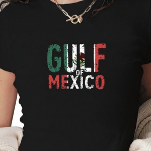 เสื้อยืดถักพิมพ์ลายทรงสลิมฟิตสำหรับผู้หญิง Y2K ลาย Gulf of MEXICO - Product Image 1