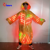 Bata con Capucha Iluminada con LED, Disfraz para Actuaciones en Escenarios, Bares, Discotecas, Carnavales, Desfiles, Espectáculos de Magia y Eventos Anuales