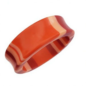เบ็กไลท์แนววินเทจกำไลข้อมือลายทางสีส้มแดงพีชหลายสีสร้อยข้อมือคริสต์มาสที่กำลังมาแรงชุดผู้หญิงขายส่ง - Product Image 5