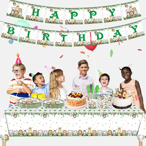 Ensemble de décoration de fête d'anniversaire sur le thème de la jungle YOUNIKE, vaisselle jetable pour enfants de 2 à 4 ans - Product Image 3