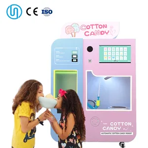 블루 자동 면실 설탕 솜사탕 만들기 자판기 터치 스크린 어린이를위한 부드러운 솜사탕 기계