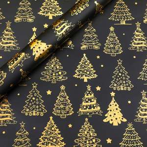 New Vintage <b>Black</b> <b>Gold</b> Snowflake Christmas Tree Design Hot Cross-Border Stamping Wax <b>Wrapping</b> <b>Paper</b> Packaging <b>Paper</b> Wholesale - Product Image 6
