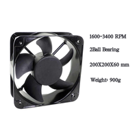 200x200x60mm extracteur d'air industriel 8 pouces ventilateur à flux axial carré 20060 3400 tr/min 2PIN 24v 48v 12v Dc ventilateur axial refroidissement