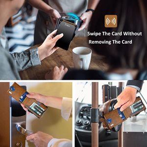 Người đàn ông của ví RFID PU Da Bifold Ví lớn chủ thẻ kinh doanh với logo vật liệu kim loại Pop Up Ví - Product Image 5