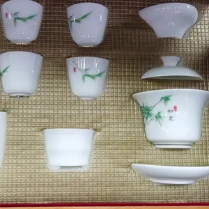 Deluxe Bamboo Pattern Ceramic Tea Set Creative Handmade Design Tea Pot Suitable for Outdoor Pastoral Style Tea Pot Set