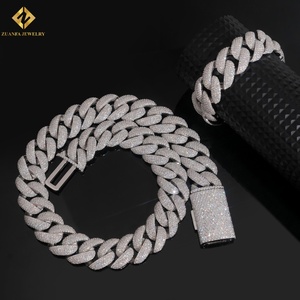 Collar de Moissanita de 22 mm con Incrustaciones de Diamantes, Cadena de Eslabones de Plata 925 con Baño de Rodio, Estilo Hiphop para Hombre, Cadena Cubana - Product Image 4
