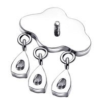 Bijoux de piercing en titane ASTM F136 16G, vis à filetage interne, forme de pluie, labret en titane pour le piercing du lèvre, bijoux de corps pour piercings