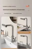 Robinet de cuisine en céramique et acier inoxydable à trois étages, chaud et froid, pour balcon, évier, anti-éclaboussures, multifonctionnel