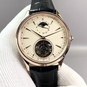 Reloj Hombre Tourbillon Moon Phase Display Luminous Sapphire Crystal Rose Gold <b>Case</b> Black Genuine Leather Mens High-end <b>Watch</b> - Product Image 1