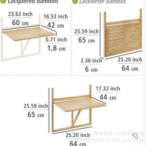Table pliante transfrontalière, table pliante murale en bois, table basse pliante en bois, rectangulaire à fixation murale - Product Image 4