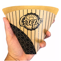 Boîte à crêpes gaufrées personnalisées avec logo imprimé, support en papier, cône, conteneur, emballage pour churros, boîtes en papier kraft recyclables