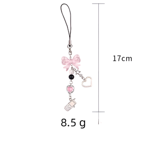 <b>Sweet</b> Girly Heart Transparent Wholesale Metal Bow Love Phone Chain Cute Versatile <b>Bag</b> Chain Small Pendant Keychains - Product Image 2