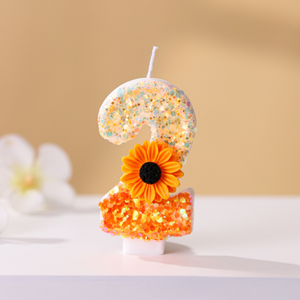 Velas de Cumpleaños con Forma de Crisantemo Naranja Creativas para Fiestas con Temática Otoñal, Velas Decorativas para Pasteles Insertables sin Humo - Product Image 3