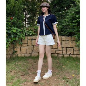 Chemise en mousseline pour femmes, couleur unie, col mandarin à franges, col en V, été, qualité supérieure d'usine - Product Image 4