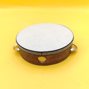 Wholesale Percussion Instruments Black Walnut Color 8 Inch Tambourines Hand <b>Drums</b> for Sale - Product Image 2