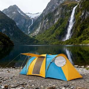 Tente tunnel pour camping familial 6-9 personnes, 4 saisons, 3 chambres, <span class=keywords><strong>1</strong></span> salon, imperméable 3000 mm, coupe-vent, polyester 190T, facile à monter - Product Image 3