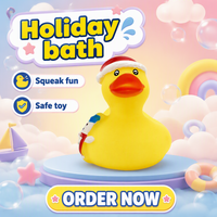Jouet de bain en PVC en forme de canard bonhomme de neige de Noël de 2 pouces, couineur et flottant, avec logo personnalisé, cadeau de vacances pour bébés et enfants