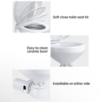Toilettes marines électriques horizontales Seaflo 12V 24V avec bol en céramique et économie d'eau du siège à fermeture en douceur