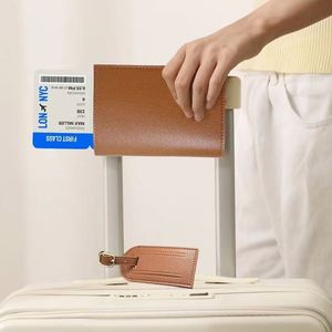 Faux Leather Passport Cover Luggage Tags Set Passport Holder Travel <b>Suitcase</b> Tag Lightweight Travel Accessories - Product Image 2