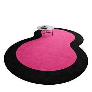 Tapis en laine tufté à la main de conception professionnelle, avec envers en latex, à poils ras, pour salon, motif géométrique moderne, marque ITHL - Product Image 1