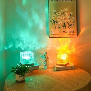 Luce notturna rotante con effetto onda d'acqua, luce ambientale creativa a fiamma per comodino, regalo romantico con proiezione di cielo stellato. - Product Image 5
