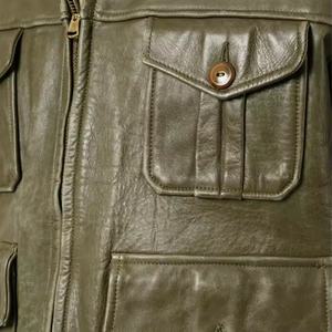 เสื้อแจ็คเก็ตแฟชั่นสไตล์ซาฟารีสำหรับผู้ชาย แบบลำลอง ยูนิเซ็กส์ สีเขียววินเทจ  เสื้อแจ็คเก็ตหนังผู้ชาย ขายส่ง - Product Image 6