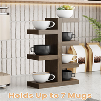 Étagère de présentation pour tasses en bois écologique, support robuste pour mugs, design moderne, porte-tasses en bois pour comptoir, idéal pour la maison - Vente chaude