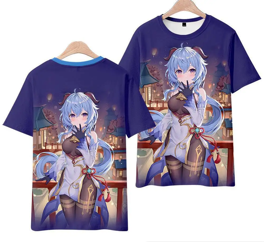 Fitspi fabrika doğrudan tedarik Genshin darbe Anime periferik kısa kollu T-shirt japon tarzı günlük kıyafetler erkek tee