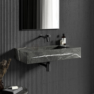 <span class=keywords><strong>Lavabo</strong></span> de montaje en pared de lujo para baño Newstar, <span class=keywords><strong>lavabo</strong></span> de estilo moderno fácil de limpiar, <span class=keywords><strong>lavabo</strong></span> colgante de pared de mármol Marquina negro pulido - Product Image 5