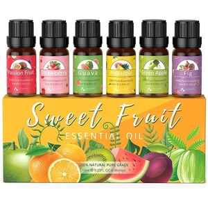 Ensemble <span class=keywords><strong>de</strong></span> 6 huiles essentielles <span class=keywords><strong>bio</strong></span> 100% pures (fruits <span class=keywords><strong>de</strong></span> la passion, fraise, goyave, ananas, pomme verte, figue) pour diffuseur, soins <span class=keywords><strong>de</strong></span> la peau et bougies - Product Image 1
