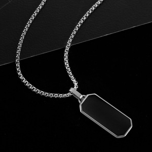 Collier pendentif en acier titane tendance, double face poli, forme de cœur, diamant personnalisé, chaîne à maillons pour pulls - Product Image 5