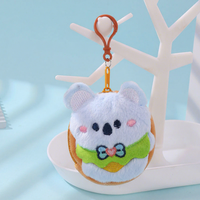 Porte-clés Capybara en peluche de dessin animé, doux et écologique, avec broderie, forme ronde, accessoire pour écouteurs Bluetooth et tablier