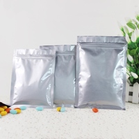 Sacs en plastique à fermeture éclair à trois côtés en aluminium plat de qualité alimentaire, plusieurs tailles, avec fermeture éclair métallique, sacs en feuille d'aluminium argentée