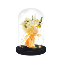 Base en bois gravée, roses préservées, décoration de fleurs séchées, écologique, longue durée, roses éternelles romantiques roses, ensemble de roses éternelles pour Noël