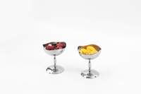 Bol à dessert sur pied en acier inoxydable, assiette à fruits sur pied haut, coupelle à glace pour la décoration de table de buffet d'hôtel et de restaurant
