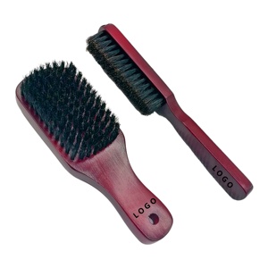 Vente en gros logo personnalisé mini petit manche rond en forme de poil de sanglier en bois de hêtre <span class=keywords><strong>brosse</strong></span> à <span class=keywords><strong>barbe</strong></span> de barbier vegan pour hommes - Product Image 2