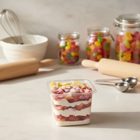 Boîtes carrées en plastique PET transparentes de qualité alimentaire avec couvercle pour gâteaux, pâtisseries, desserts, emballage jetable avec revêtement UV